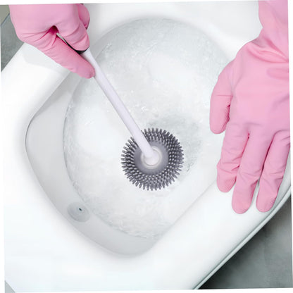 ULTECHNOVO 1 Set Toilet Brush with Holder Silicone Toilet Bowl Brush for Effortless Cleaning Quick Drying Design with Drainage Construction for Use