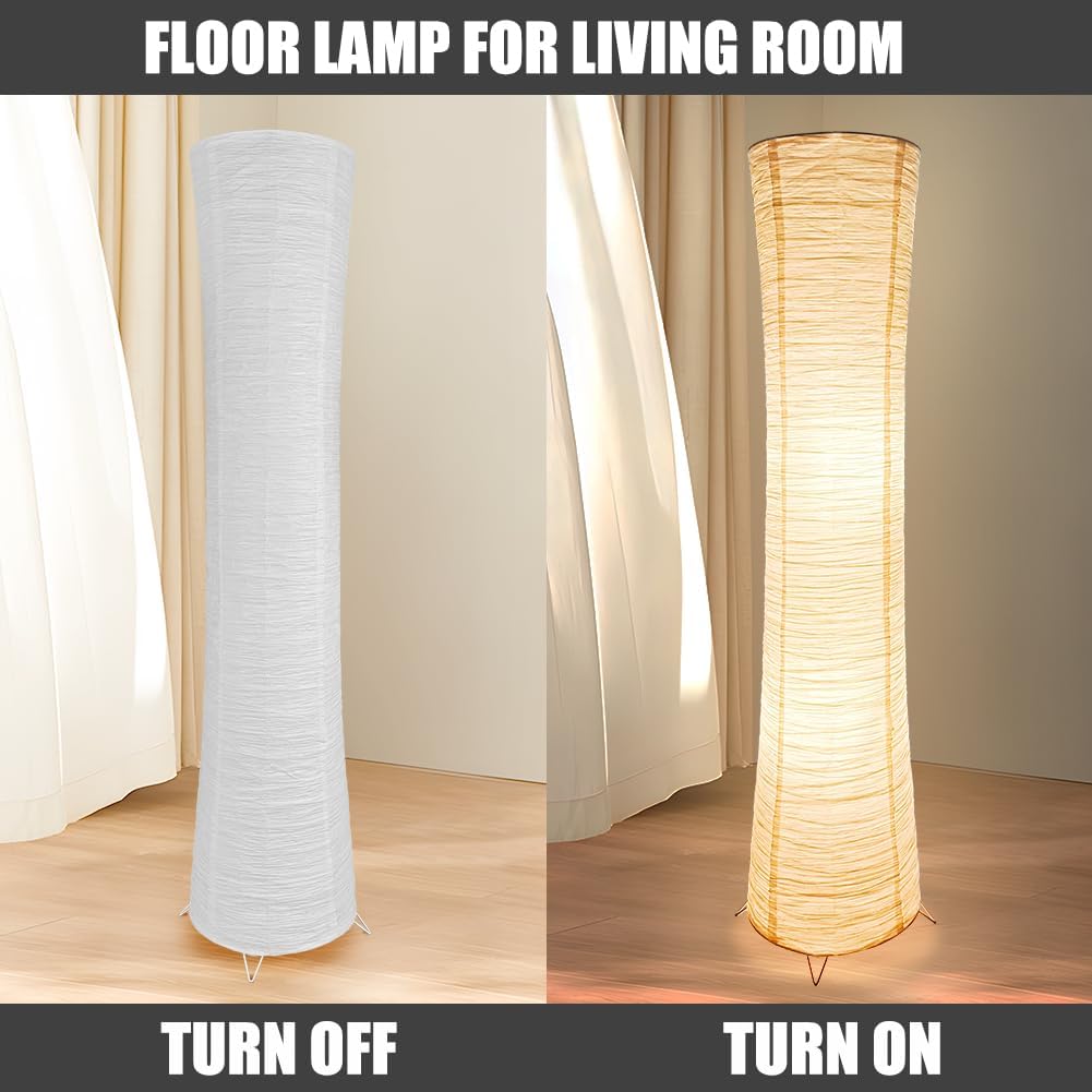 44 Inch Paper Floor Lamp, Floor Lamps for Living Room, Paper Standing Lamp, Room Decoration Festival Lantern Light for Bedroom Living Room Kids Dorm Coffee
