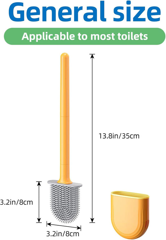 RV Toilet Bowl Brush, Toilet Brush Silicone Won't Damage Toilets, Wall Mounted Toilet Brush-Anti-Roll, Anti-Drip Design, Suitable for RV Travel Trailers and Campers (Orange and Gray)