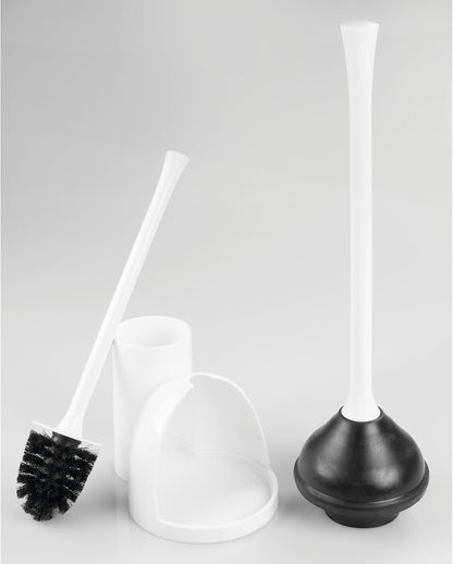 iDesign Compact Toilet Brush and Plunger Set, Gray | Bathroom Cleaning, Storage