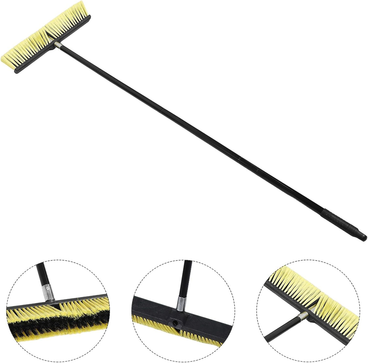 Outdoor Push Broom with Aluminum Handle 80cm, Heavy Duty Deck Sweeper Broom for Patio, Driveway, Garden and Sidewalk Cleaning, Suitable for Wet and Dry Surfaces