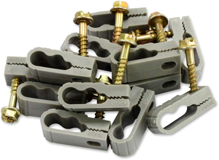 STEREN Coaxial Cable Clips - Cable Holder - Wire Clips - Siding Clips For Hanging - Cord Holder For Desk - Cable Clamps - Cord Clip - Wire Organizer Clips - Tv Mount Screws - Black - 100 Pack