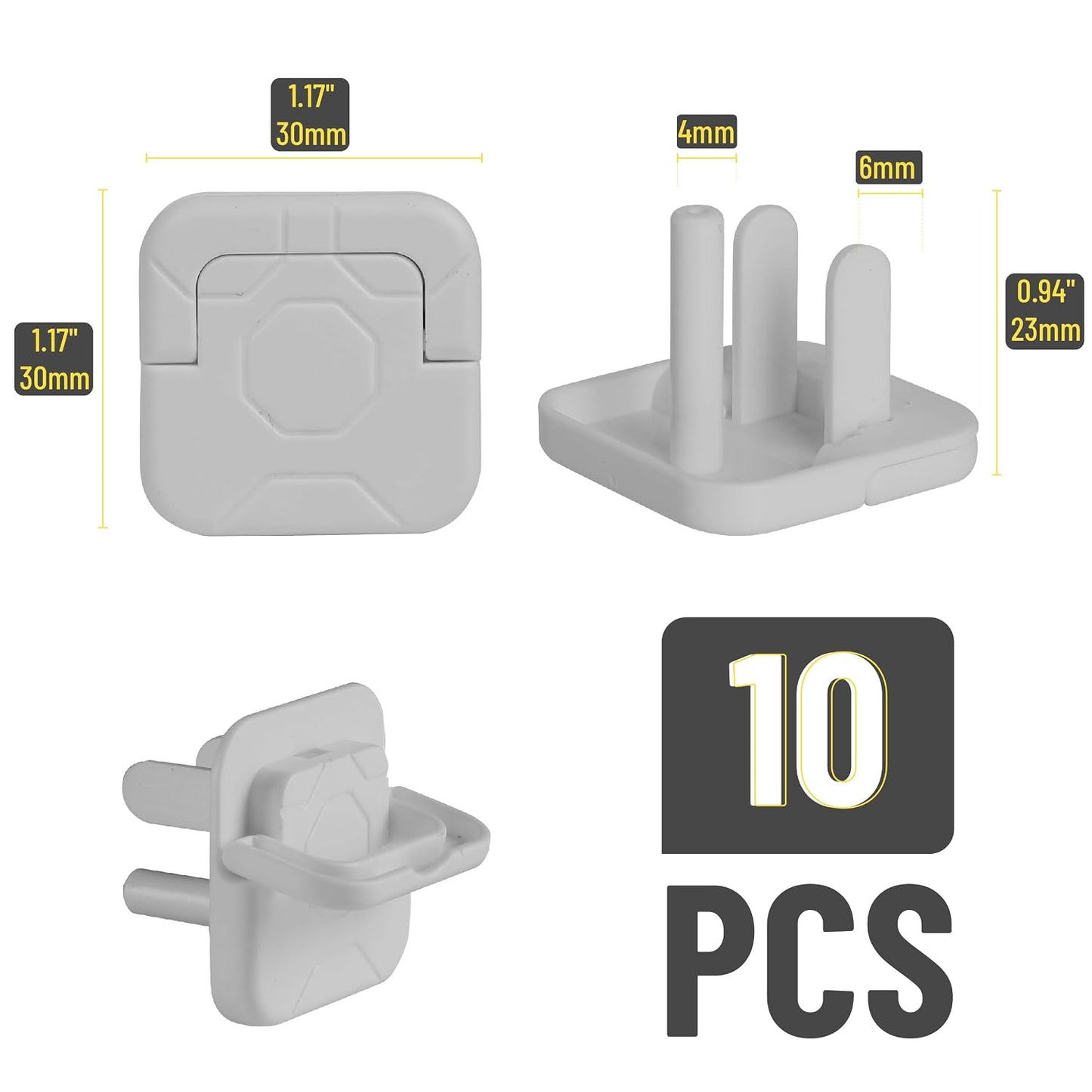 Bates Outlet Covers - Baby Proofing, 10 Pack, 3 Prongs, Child Proof
