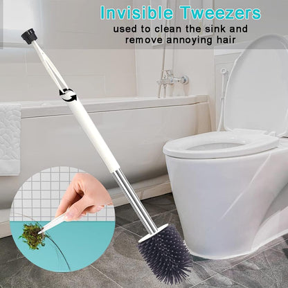 Toilet Brush with Holder Set, Silicone Toilet Bowl Brush for Bathroom Cleaning Toilet Bowl Brush Set Cleaner for Bath Storage and Organization