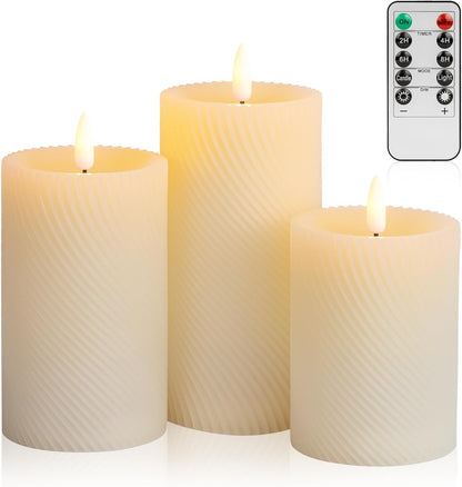 ANGELLOONG Flickering Flameless Candles, Realistic Battery Operated Candles with Remote and Timer, Set of 3 LED Candles for Room Fall Home Wedding Decor Centerpieces Table Party Valentines Decorations