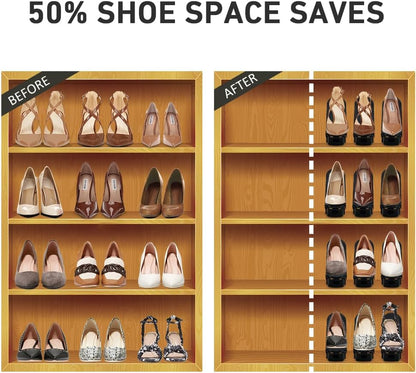 NVGSN Shoe Slots Organizer 20 Pack - Shoe Stackers, Space Savers 50%, 4 Levels Adjustable, Double Layer Holders for Closet, White