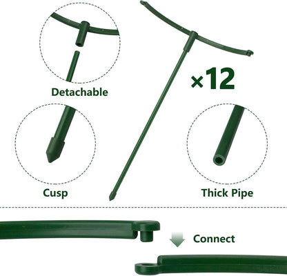 14Pcs Plant Support Stake Half Round Plant Support Ring Garden Flower Support for Tomato, Hydrangea, Indoor Plants, 6.3" Wide X 10.3" High