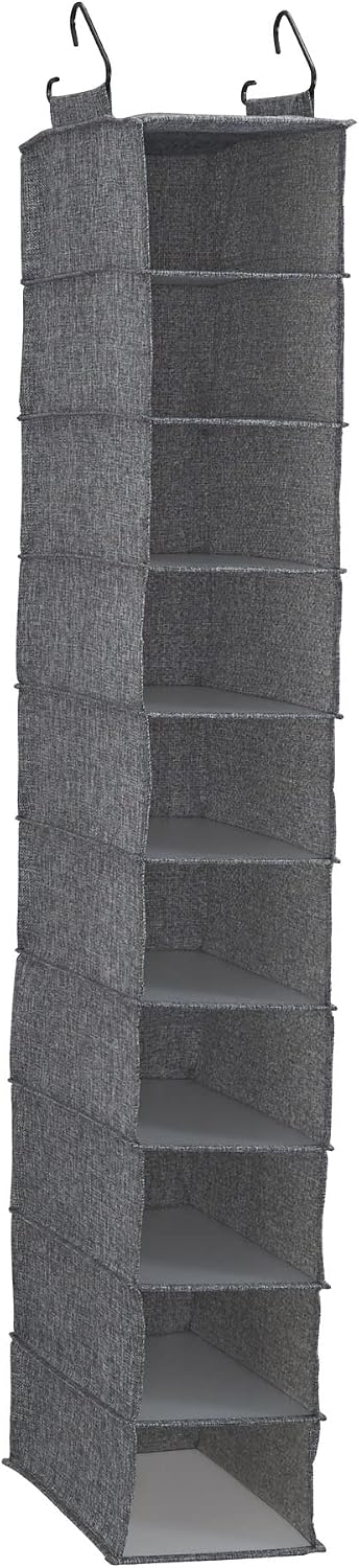 Household Essentials 311322 Hanging Shoe Storage Organizer for Closets |10 Pocket Shelves | Natural Canvas