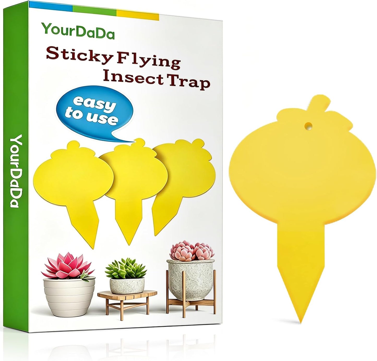 40 Pcs 5 Shapes Yellow Extremely Sticky Traps for Fungus Gnat, Fruit Fly, Fly, Whitefly, Flying Insect Catcher Traps for Houseplants, Kitchen, Indoor/Outdoor, Non-Toxic, Odorless, Pet and Kid Safe