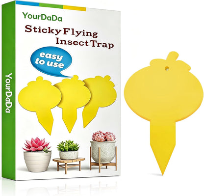 40 Pcs 5 Shapes Yellow Extremely Sticky Traps for Fungus Gnat, Fruit Fly, Fly, Whitefly, Flying Insect Catcher Traps for Houseplants, Kitchen, Indoor/Outdoor, Non-Toxic, Odorless, Pet and Kid Safe