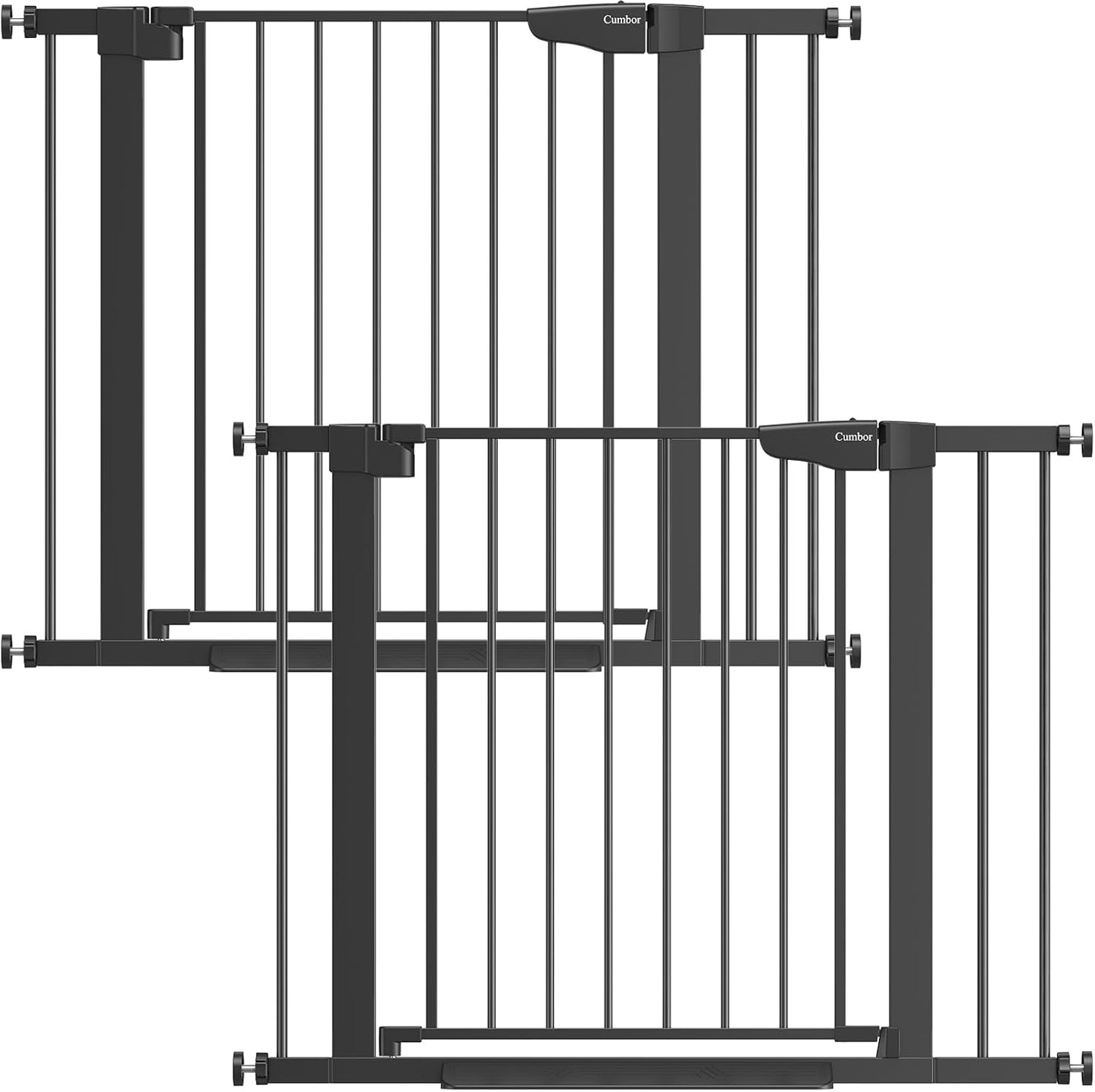 Cumbor 29.7-48" Baby Gate for Stairs, Mom's Choice Awards Winner-Dog Gate for Doorways, Auto Close Safety Pet Gate for Dogs Indoor, Easy Install Pressure Mounted Child Gate with Walk Thru Door, Brown