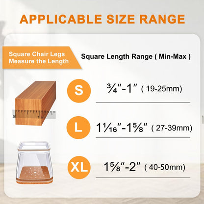 VIUME 24 Pcs Chair Leg Floor Protectors for Hardwood Floors Silicone Covers Felt Pads Furniture Leg Caps Anti-Scratch Reduce Noise Fit (1-5/16" to 2")