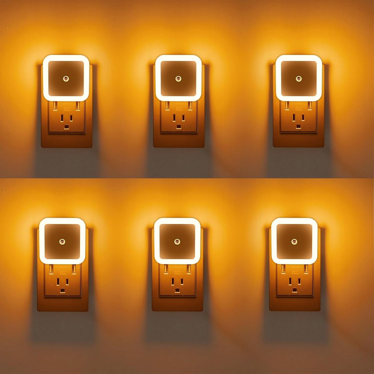 6 Pack Blue LED Night Light Plug in, Dusk to Dawn Sensor Automatic On and Off, Energy Efficient, Soft Glow Kids, Nursery, Bedroom, Bathroom, Hallway, Stairs, Kitchen