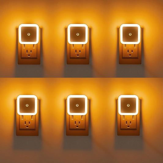 6 Pack Blue LED Night Light Plug in, Dusk to Dawn Sensor Automatic On and Off, Energy Efficient, Soft Glow Kids, Nursery, Bedroom, Bathroom, Hallway, Stairs, Kitchen