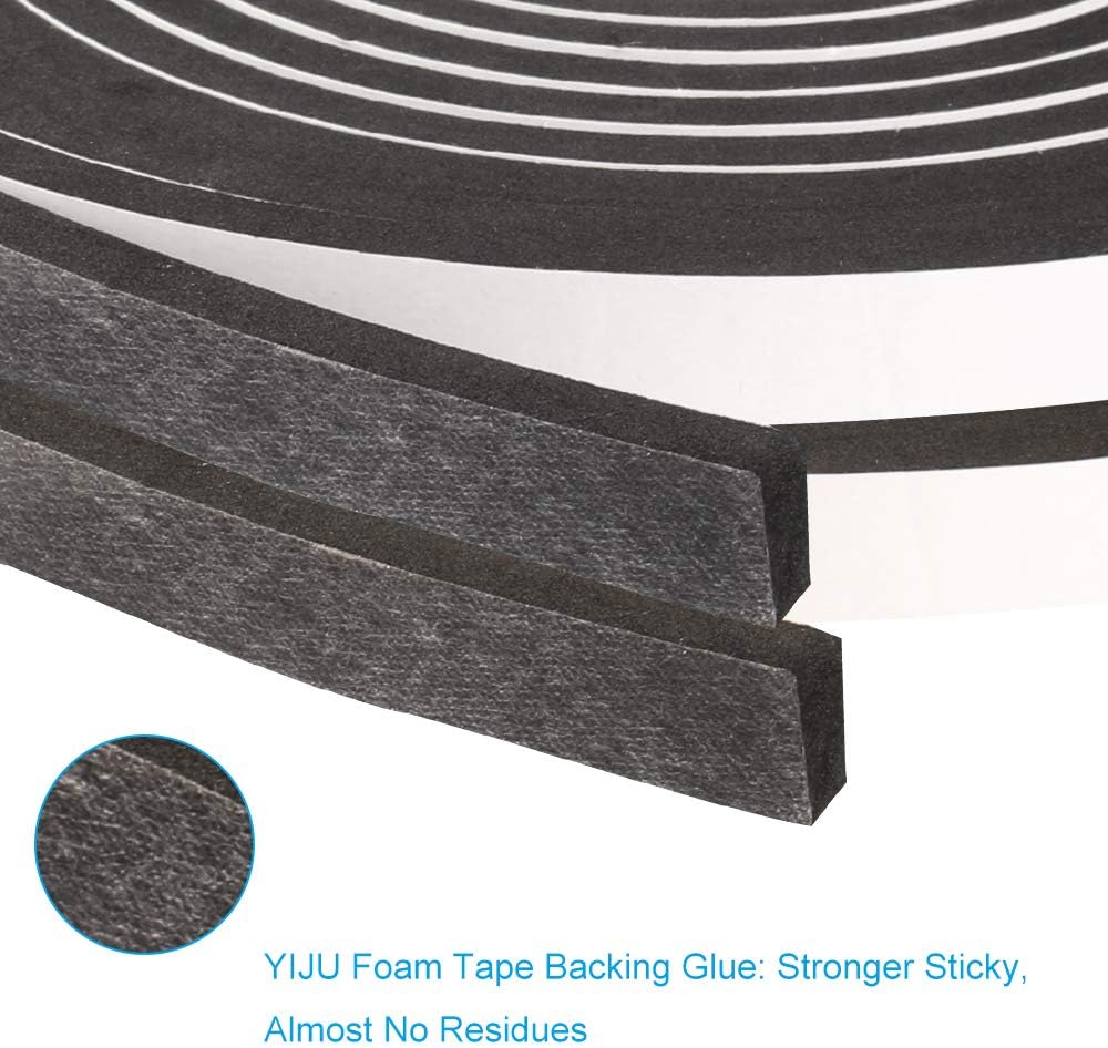 Seal Foam Tape,1/2 Inch W x 1/8 Inch T Weather Stripping for Door and Window,High Density Single Sided Closed Cell Door Insulation Weather Strip, 3 Rolls Total 50FT Black