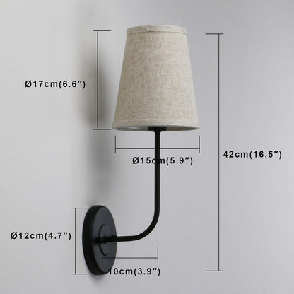 Pathson Set of 2 Vintage Wall Sconces Linen Fabric Shade, Hardwired Bathroom Vanity Lights Brass Finish, Industrial Wall Mounted Fixtures for Bedroom Living Room (Antique Brass)