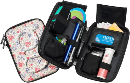 Diabetes Travel Case Hard Shell, Storage Organizer for Glucose Monitor Kit, Insulin Pen, Blood Sugar Test Strips, Syringe, Needles and Other Diabetic Care Supplies - Premium & Durable Hard Case, Pink
