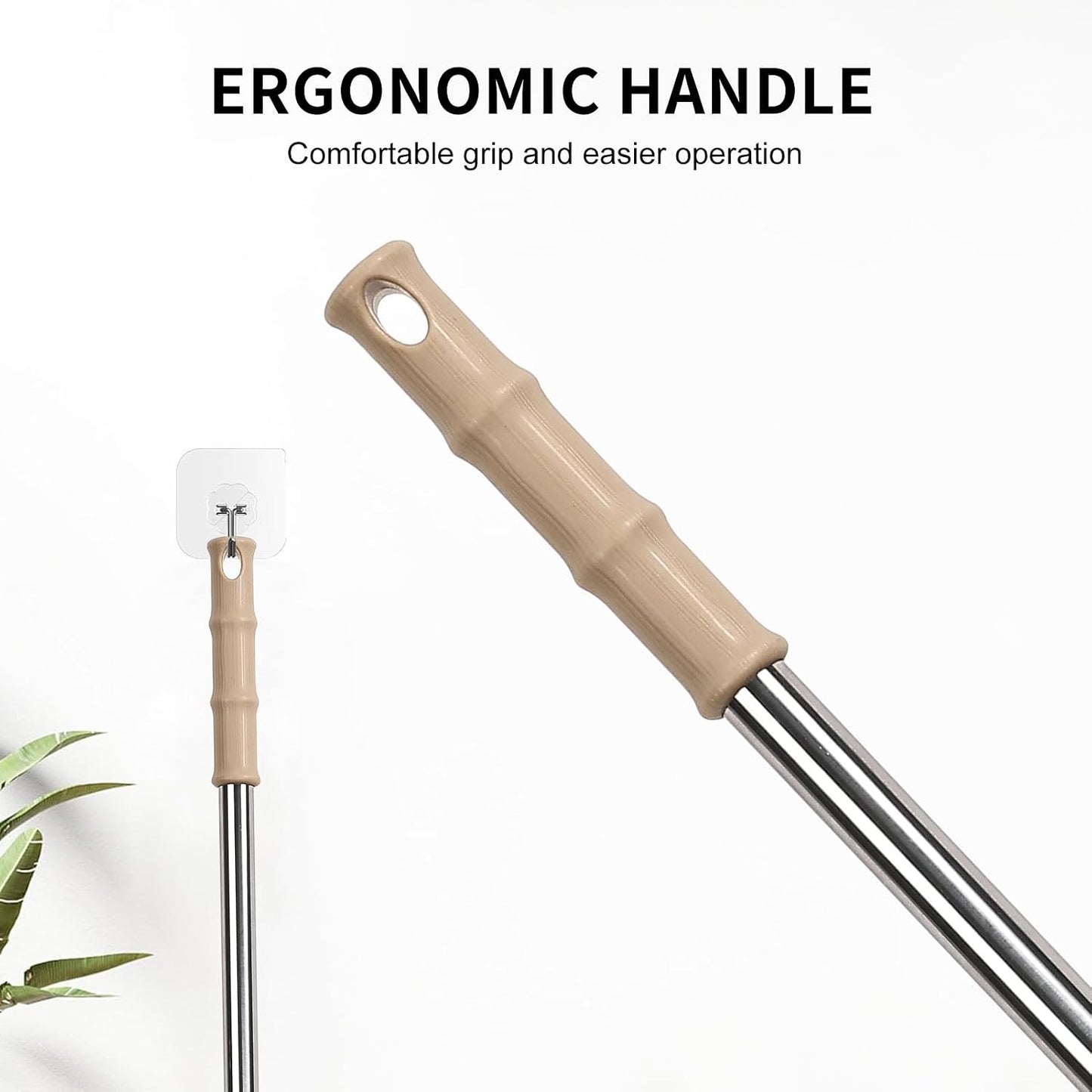 Extendable Lambswool Duster 29-110 Inch,Anti-Static Flexible Head, Stainless Steel Pole for Cleaning High Ceiling,Fan,Furniture,Roof Dusting