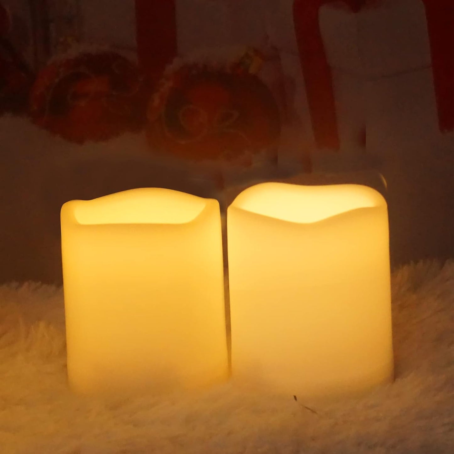 Outdoor Waterproof Battery Operated Flameless LED Pillar Candles with Remote Timer Flickering Electric Plastic Resin Decorative Lights for Xmas Christmas Wedding Party Decorations Gifts Supplies 3 PCS