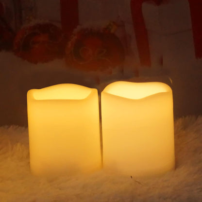 Outdoor Waterproof Battery Operated Flameless LED Pillar Candles with Remote Timer Flickering Electric Plastic Resin Decorative Lights for Xmas Christmas Wedding Party Decorations Gifts Supplies 3 PCS