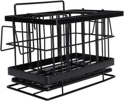 Holibanna 1pc Stainless Steel Wall-mounted Organizer Rack for Kitchen Bathroom Adjustable Sink Drain Holder for Sponges Cloths and Cleaning Tools Easy to Install Space-saving Design