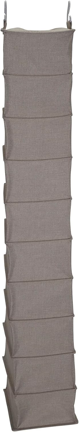 Household Essentials 311322 Hanging Shoe Storage Organizer for Closets |10 Pocket Shelves | Natural Canvas