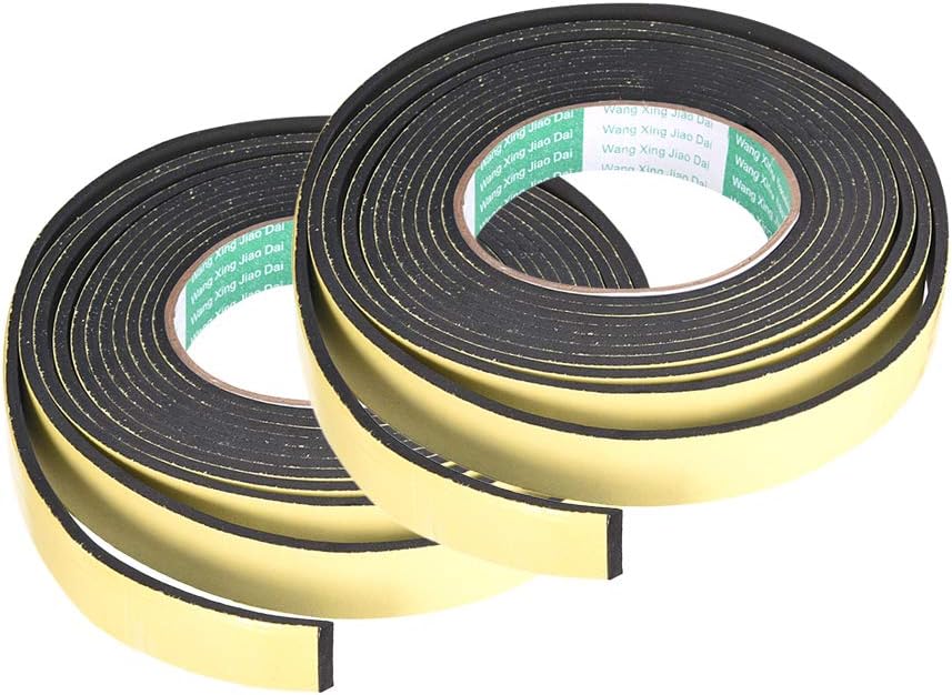 uxcell Sealing Foam Tape 5mm Wide 3mm Thick 4m/13ft Long, Self Adhesive Weather Strip for Window Door Insulation, Pack of 2