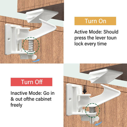 10 Pack Cabinet Locks Child Safety, NO Drilling 3M Adhesive Baby Proof Drawer Lock Child proofing cabinets latches for Kids Latch for Drawers & Door Child Safety Locks