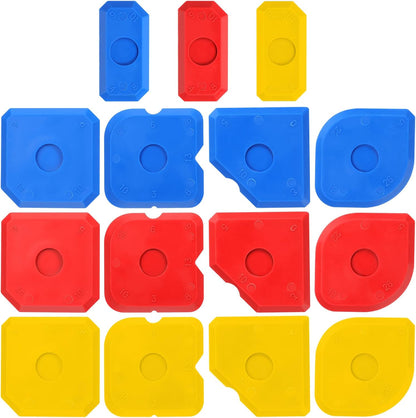 15 PCS Caulk Tool Kit Plastic Caulking Tools Silicone Sealant Finishing Tools for Tile and Grout Smoothing Caulk Remover Tool Portable Sealant Scraper for Sealants Grout Finishing Sealing