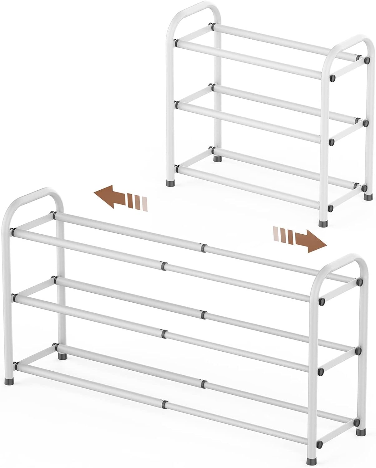 Gonfoam Shoe Rack for Closet, Expandable Shoe Organizer Storage Shelf, Adjustable Metal Free Standing Small Closet Shoe Rack for Entryway, Doorway (2-Tier Black)
