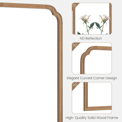 WallBeyond Full Length Mirror Wall Mounted 65"x22", Rustic Wooden Frame Floor Mirror, Large Full Body Mirror for Bedroom, Leaning or Hanging Against Wall, Natural
