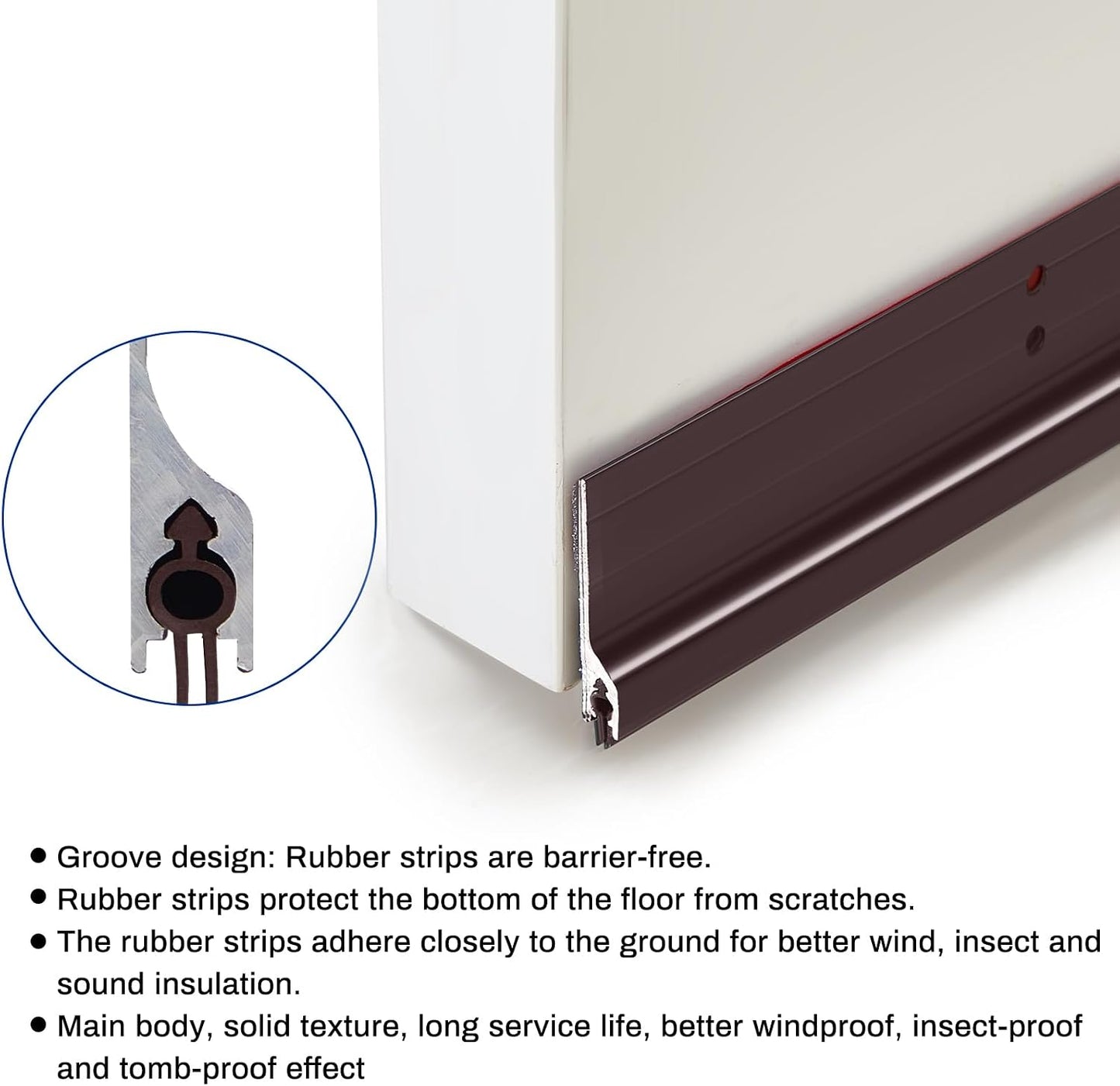 Gisafai 2 Pcs 48 Inches Metal Door Draft Stopper, Door Sweep, Mouse Stopper, Mice Seal Strip, Aluminum, Noise Blocker, Keep Rodents and Pests Out, Enhanced Weather Sealing, Easy to Install, Black