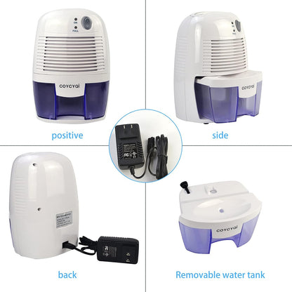 Small Dehumidifier,12V3A adapter，1200 Cubic Feet (215 sq ft) Portable Mini Dehumidifier Quiet Use for High Humidity in Home, Bathroom, Bedroom, Office, Basements, Wardrobe Closet,RV