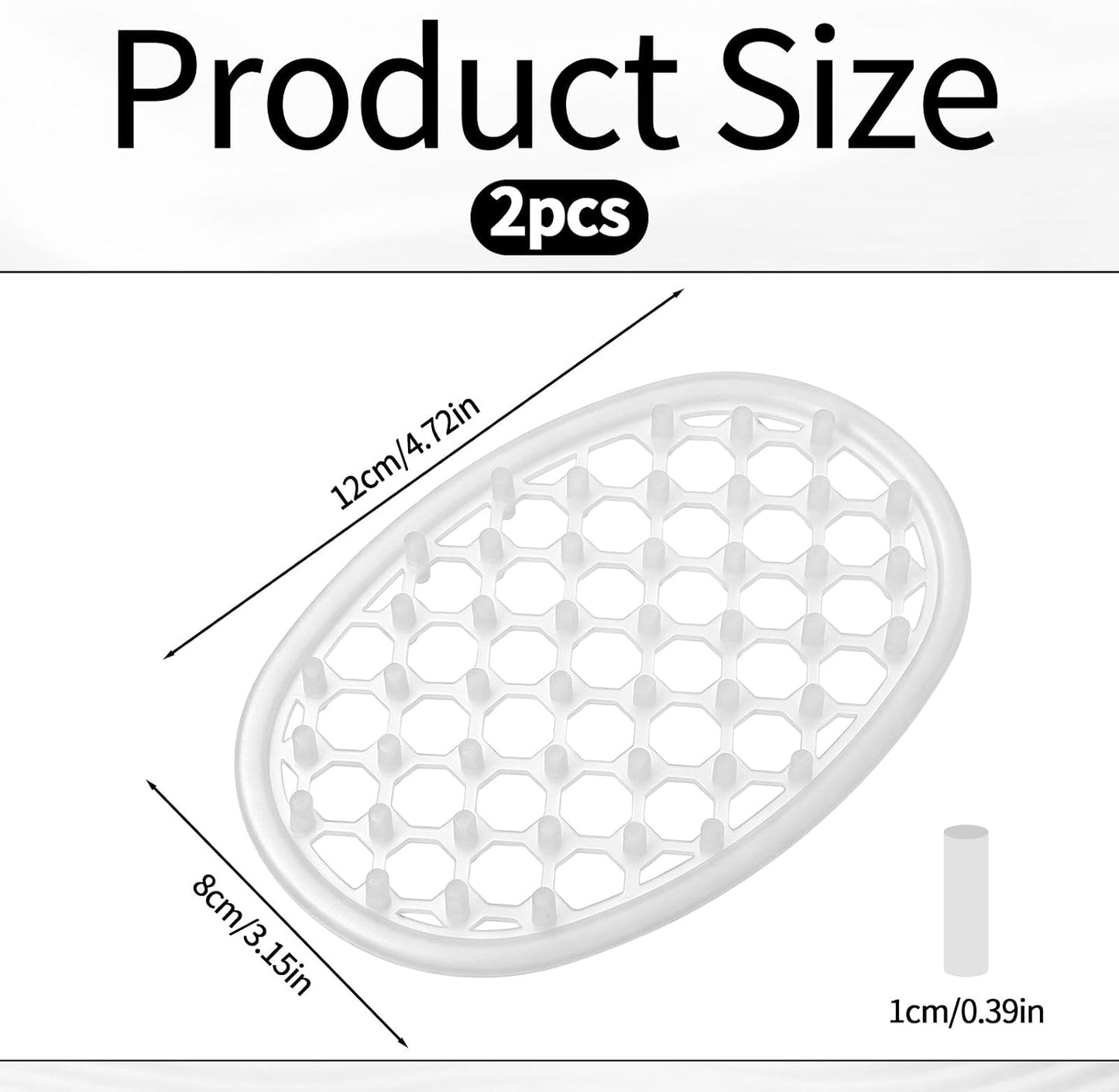 2 Pcs Soap Dish for Shower Soap Holder Shower with Efficient Drainage Holes Non-Slip Silicone Bar Soaps Holder Self Draining Soaps Saver Pad for Kitchen Bathroom Showers Shelf Counter Bathtub