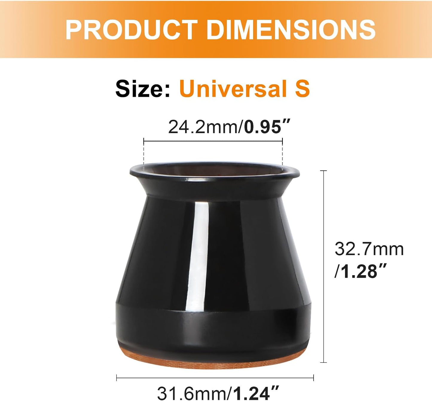 VIUME 24 Pcs Chair Leg Floor Protectors for Hardwood Floors Silicone Covers Felt Pads Furniture Leg Caps Anti-Scratch Reduce Noise Fit (1-5/16" to 2")