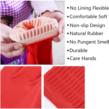 Rubber Cleaning Gloves Kitchen Dishwashing Glove 2-Pairs And Cleaning Cloth 2-Pack,Waterproof Reuseable.(Medium)