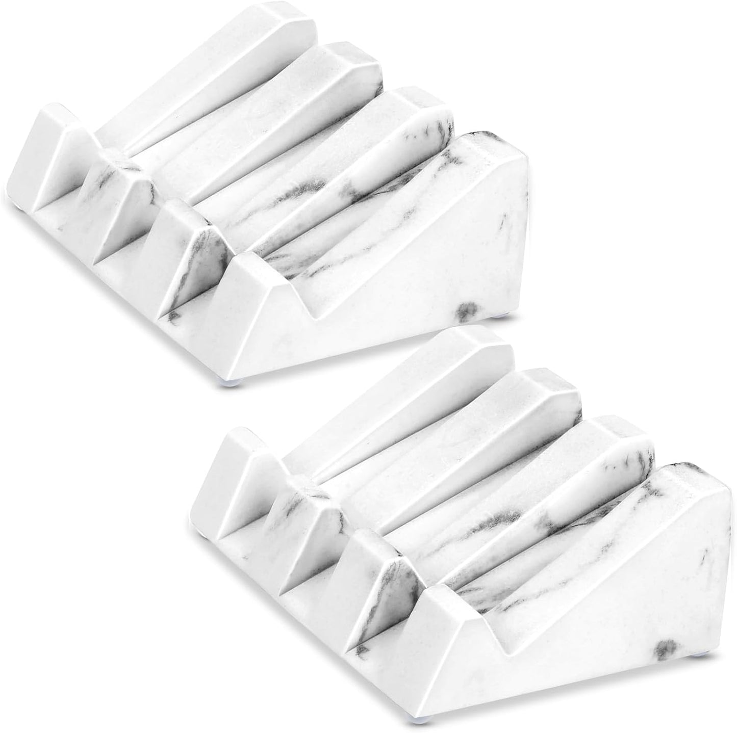 White Marble Soap Dish for Bathroom Sink,Self Draining Bar Soap Holder for Shower