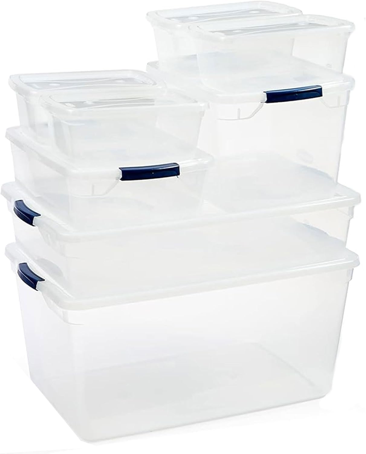 Rubbermaid 68 Quart Under the Bed Low Profile Storage Boxes with Dual Hinged Lids and Easy Rolling Caster Wheels, Clear, 2 Pack