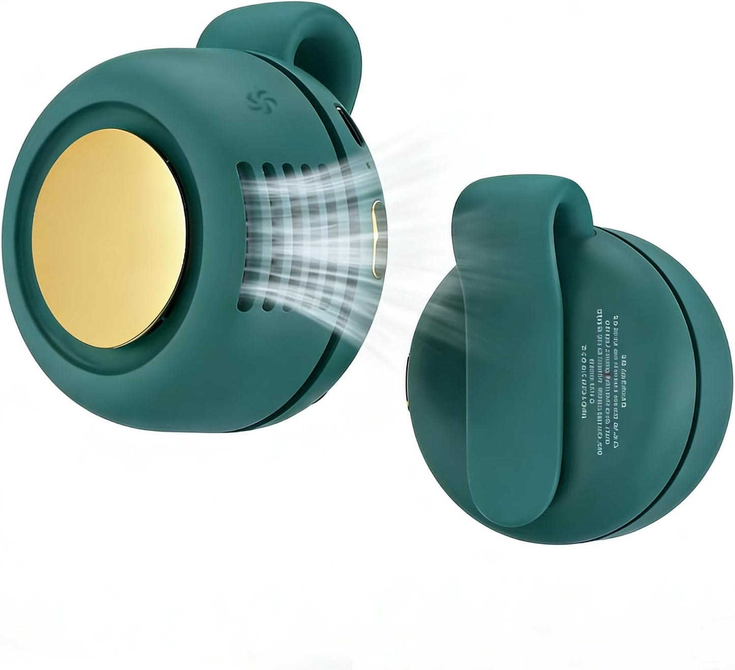Portable Silent Mini Bladeless Fan Clip On, Rechargeable Wearable Clip On Fan for Shirt, Adjustable 3 Speeds & Queit Small Waist & Neck Cooling Fan, Suitable for Outdoor Travel Office (Green)