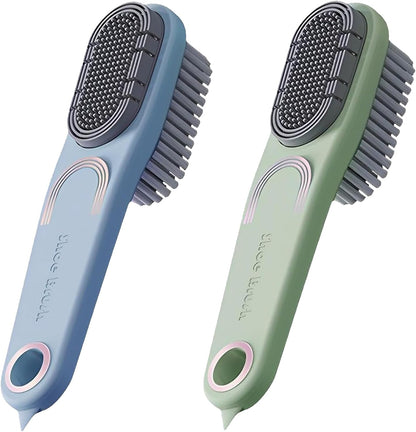 2 Pack Laundry Stain Brush Multi Cleaning Brush Double-Sided Soft Bristle Cleaning Brush Long Handle Laundry Brush for Stain Removal Shoes Clothes Scrub Brush Silicone Soft Brush, Sole Cleaning