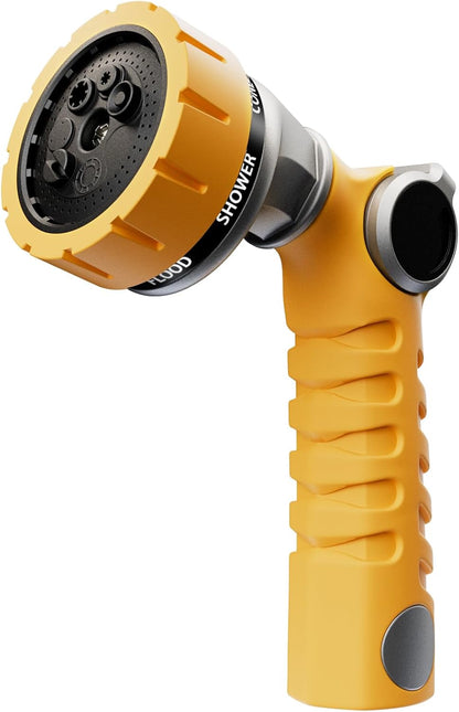 RESTMO Heavy Duty Hose Nozzle, Metal Garden Water Hose Sprayer with 7 Watering Patterns, Thumb Control, On Off Valve, High Pressure Nozzle Sprayer for Watering Plants, Car and Pet Washing, Bronze