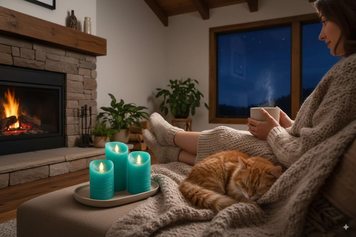 VENTA Set of 3 White Pillar Candles | Real Wax Battery Operated Flickering LED Candles with Remote | Timeless Decor for Farmhouse, Modern & Mantel Displays