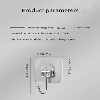 Wall Hooks for Hanging, Heavy Duty Adhesive Hooks, 100lbs Weight Capacity, Waterproof Transparent Sticky Hooks for Towels, Keys, Pictures, Bathroom, No Nails Needed(30 Pieces) (30)
