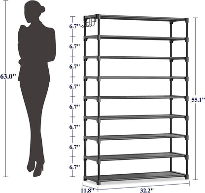 Kitsure Shoe Rack - 3-Tier Shoe Organizer, Shoe Rack for Closet, Entryway, Bedroom, Easy- Assembly Storage Shelf with Side Handles, 27.6" Wide - 3 Tiers, Grey