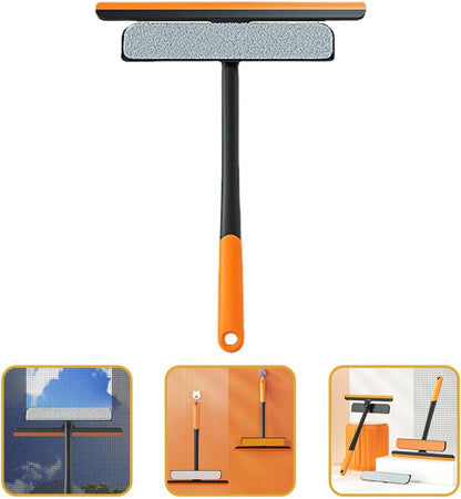Window Screen Cleaning Brush and Squeegee Kit 34x27.4cm Double-Sided Invisible Glass Scraper Multipurpose Screen Cleaner Tool for Household Window Washing