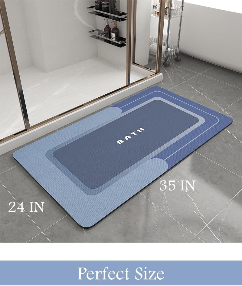 MontVoo-Bath Mat-Bathroom Mat Rug Non Slip Super Absorbent Stain Resistant Quick Dry Thin Bath Rug-Bath Mats for Bathroom Floor Bathtub Vanity-Bathmat Bath Rug Easy Care-17"x27" Grey