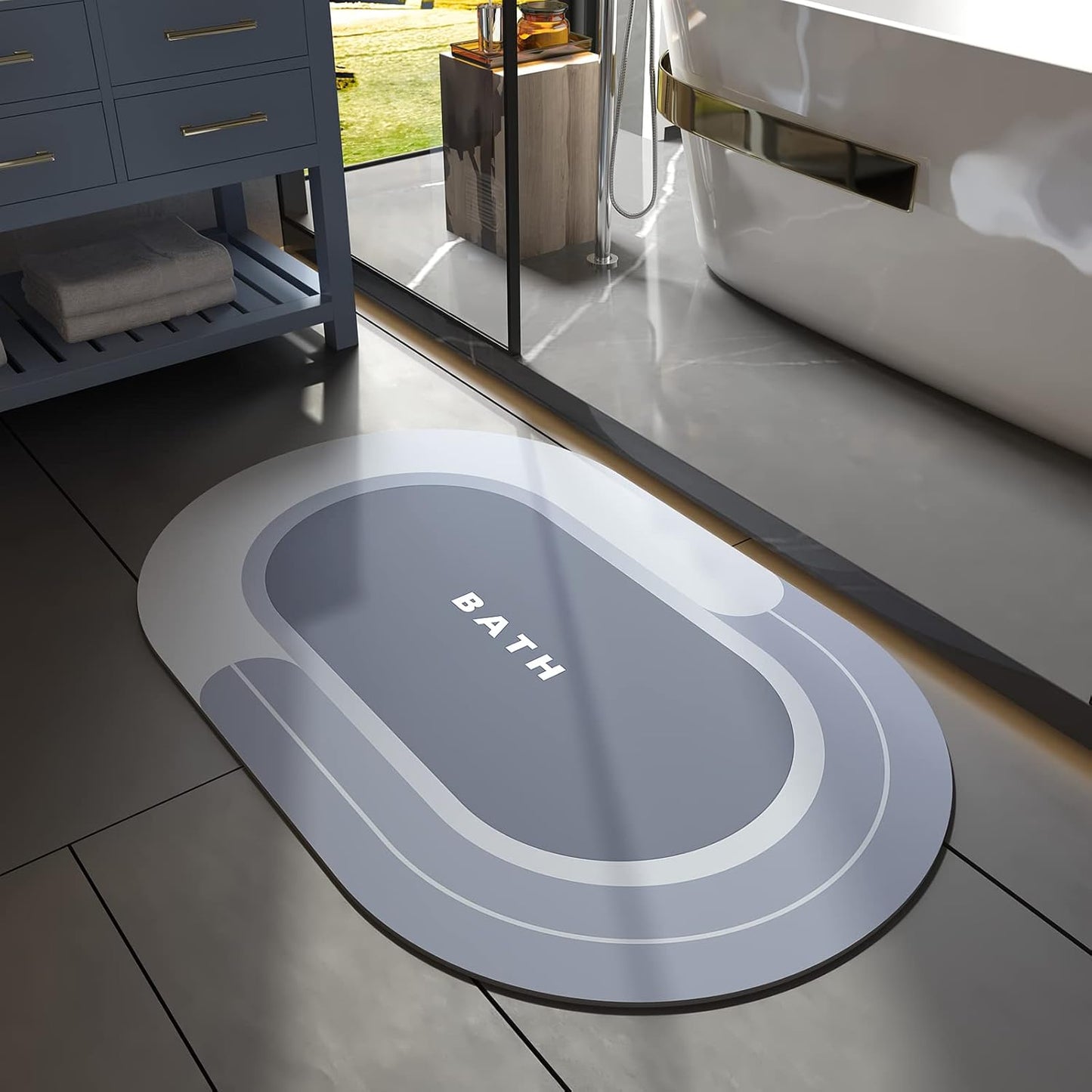 MontVoo Bath Mat - Non Slip, Quick Dry, Stain Resistant Bath Mat Rug for Bathroom Floor - Easy Care Shower Rug for Outside Bathtub - 17"x27" Grey