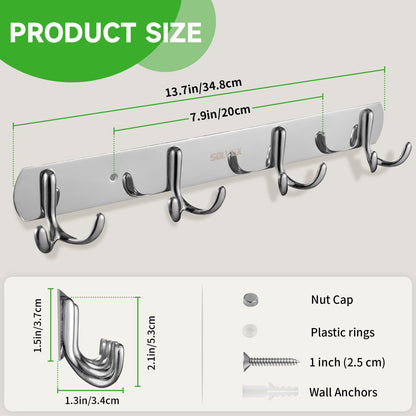 SOLVEX Coat Rack Wall Mount,2 Pack Coat Hooks Wall Mount, Hat Rack Key Holder Bag Hanger for Wall,Wall Hooks for Hanging,Purse Hanger Towel Hooks for Bathroom SP-60302-N