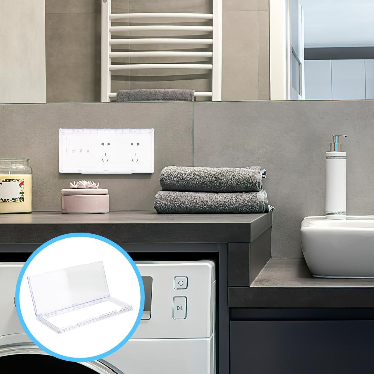 TEHAUX Weatherproof Outdoor Plug Cover 3-Slot Waterproof Outlet Cover Protector for Electrical Receptacles Splash Resistant Socket Box Easy Installation 11.61X5.03X0.78 Inch