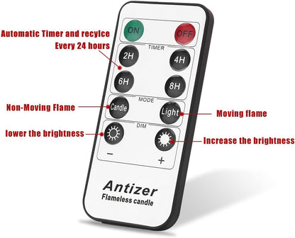 antizer Flameless Candles Led Candles Pack of 9 (H 4" 5" 6" 7" 8" 9" x D 2.2") Real Wax Battery Candles with Remote Timer for Home Fireplace Decor Wedding Festival Decor (Ivory 9 Pack)